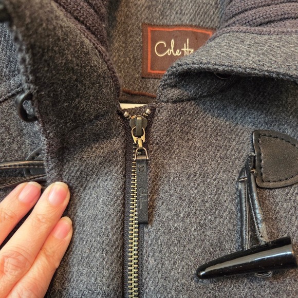 Cole Haan Womens Wool Blend Knit Coat Gray Size 4 Lined Toggle Chic Luxury Warm - Picture 9 of 15